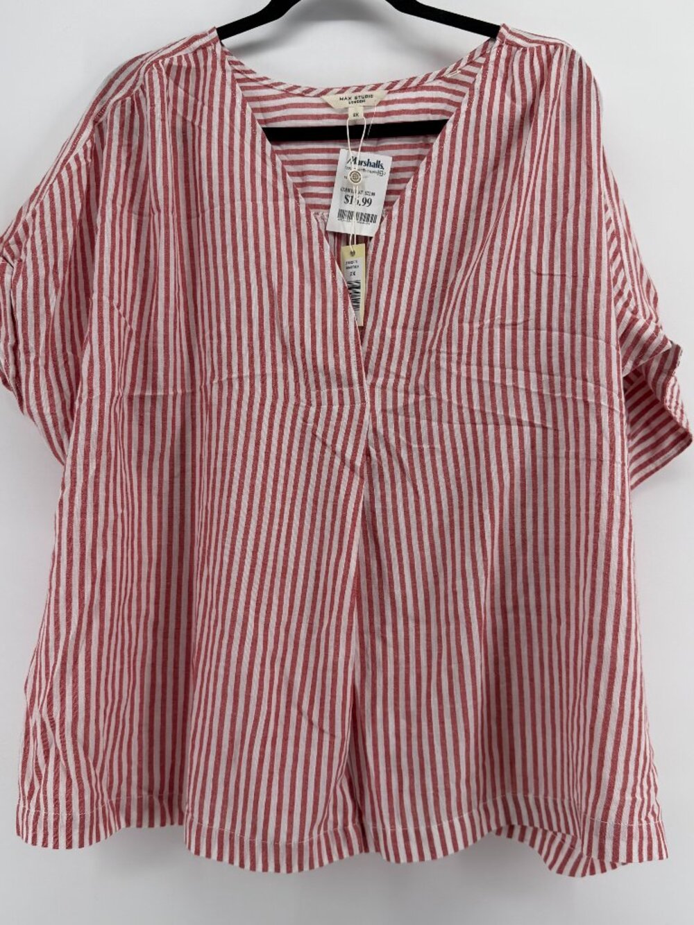 Max Studio striped shirt NWT 2x red stripes